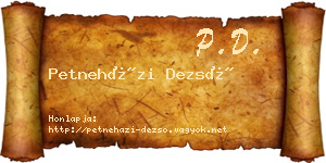 Petneházi Dezső névjegykártya